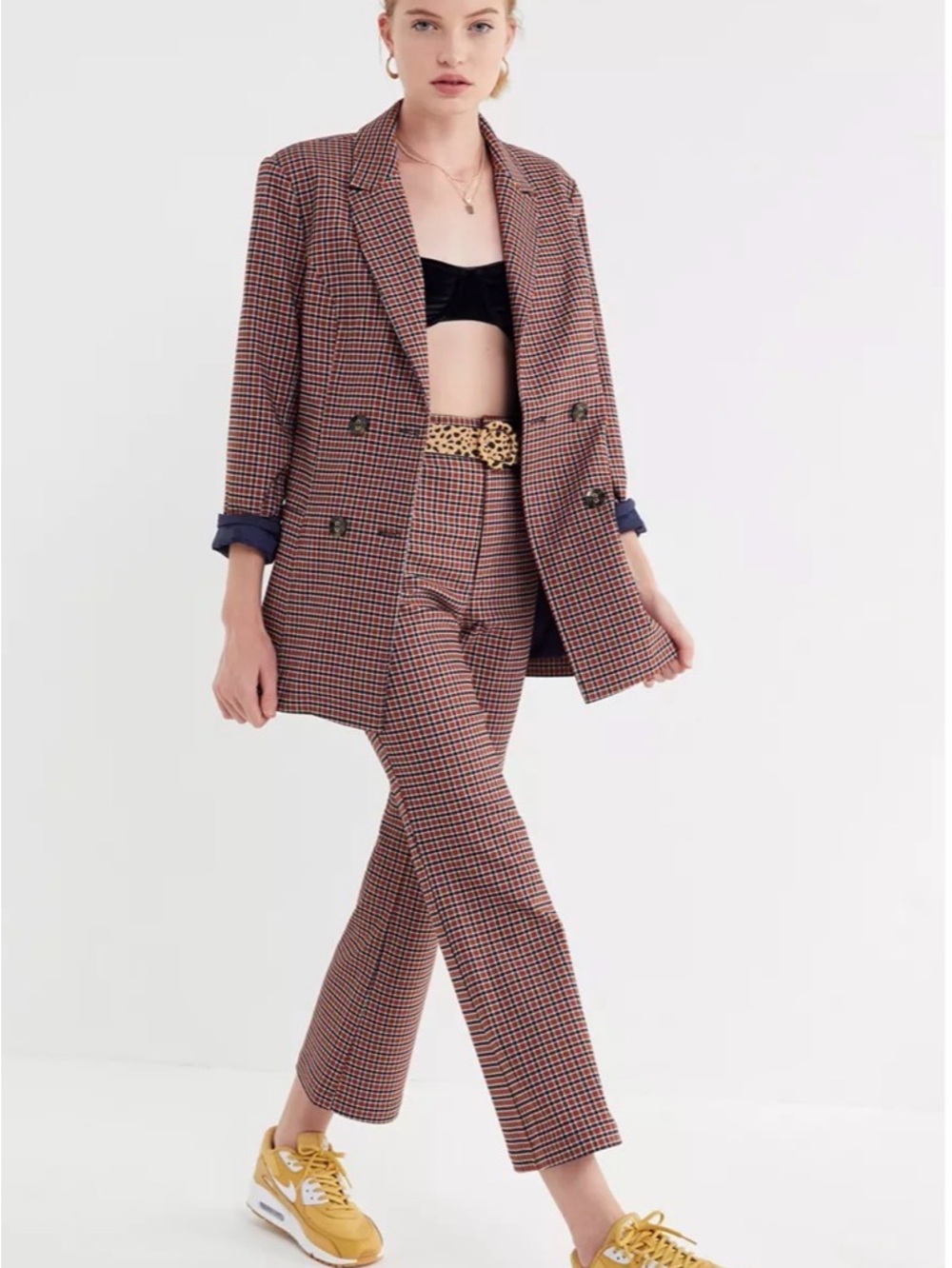 ♥️ UO Jacques Plaid Double-Breasted Blazer - Picture 1 of 6